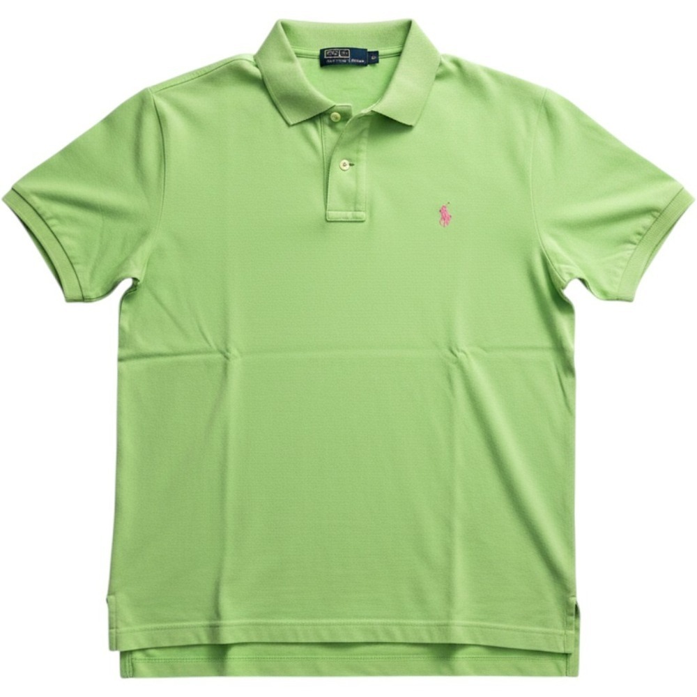 Polo Ralph Lauren Mens Lime Green Pink Pony Cotton Pique Short Sleeve Polo M